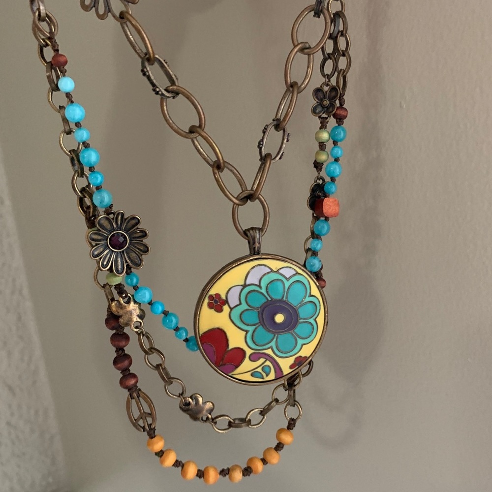 Lucky Brand Necklace Set Colorful Floral Layering